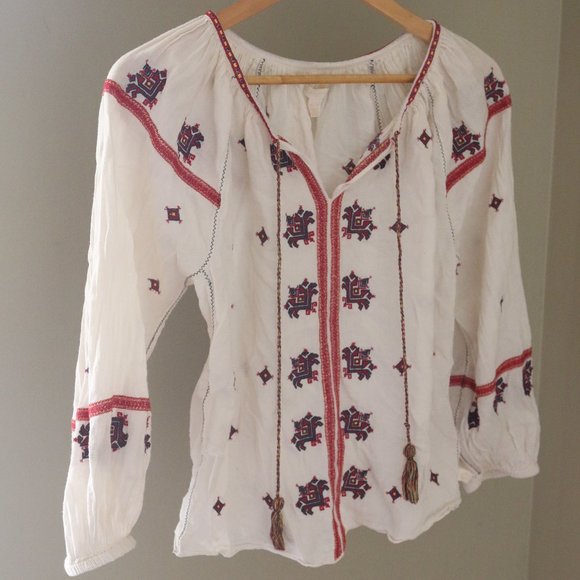 True Religion Tops - True Religion Embroidered Peasant Blouse Boho